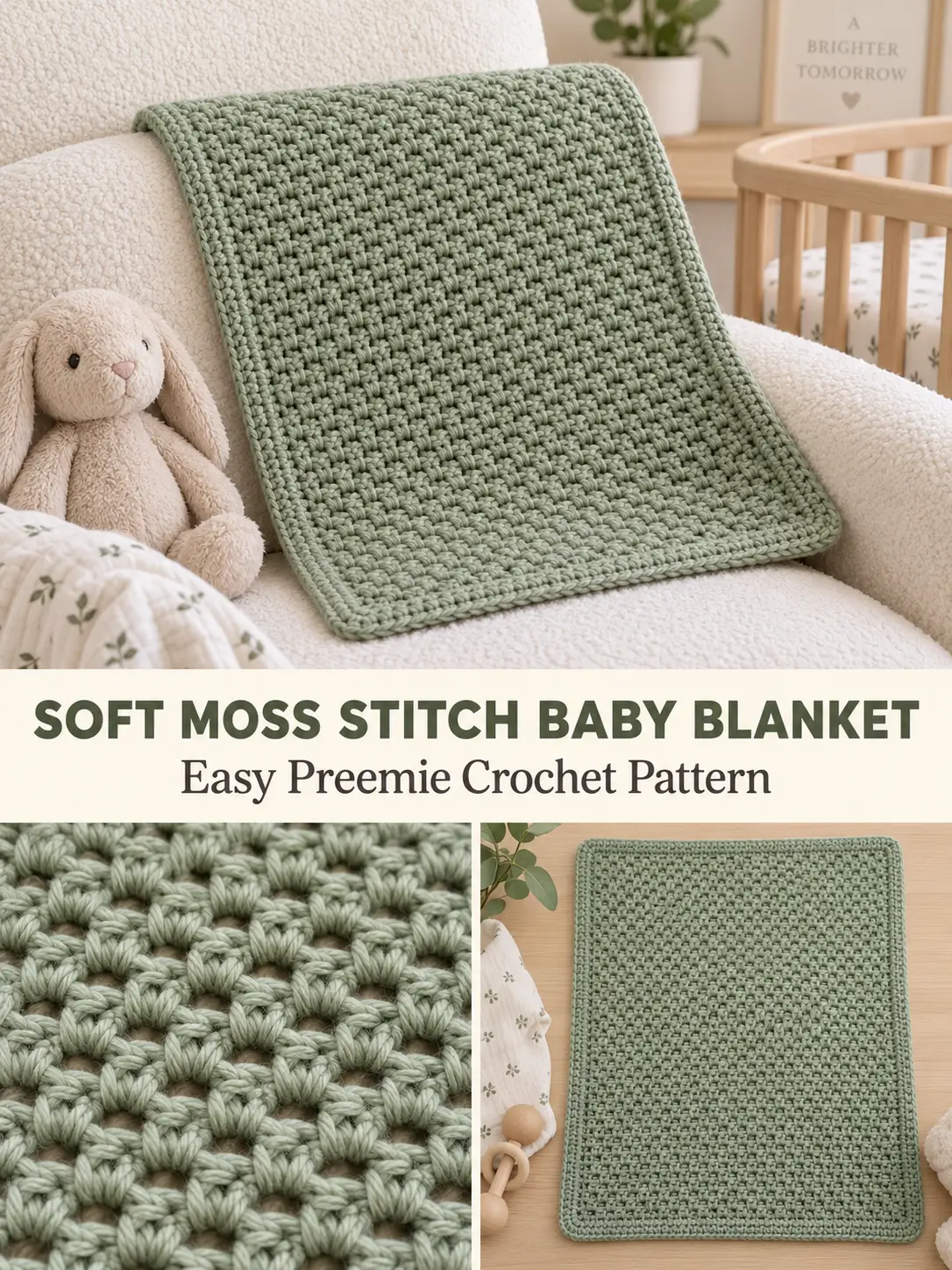 Soft Moss Stitch Preemie Baby Blanket
