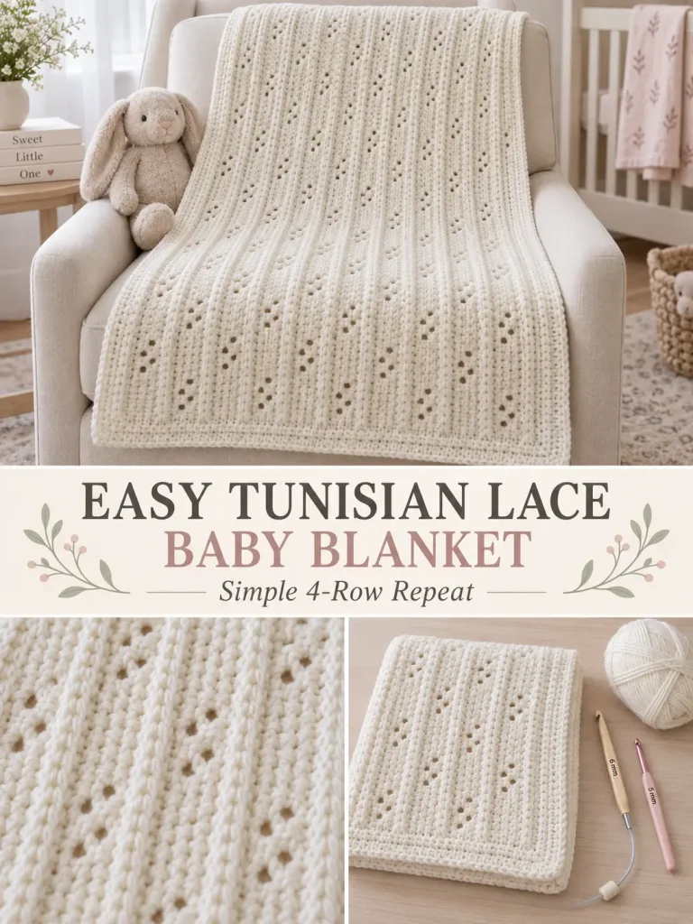 Easy Tunisian Lace Baby Blanket Pattern