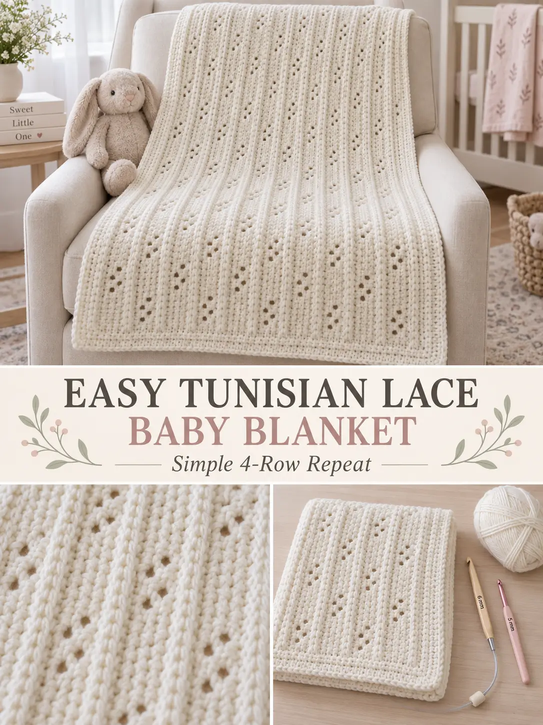 Easy Tunisian Lace Baby Blanket Pattern