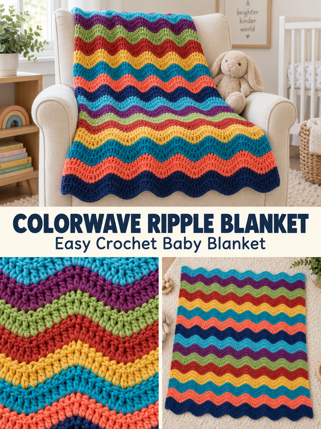 Colorwave Ripple Crochet Baby Blanket