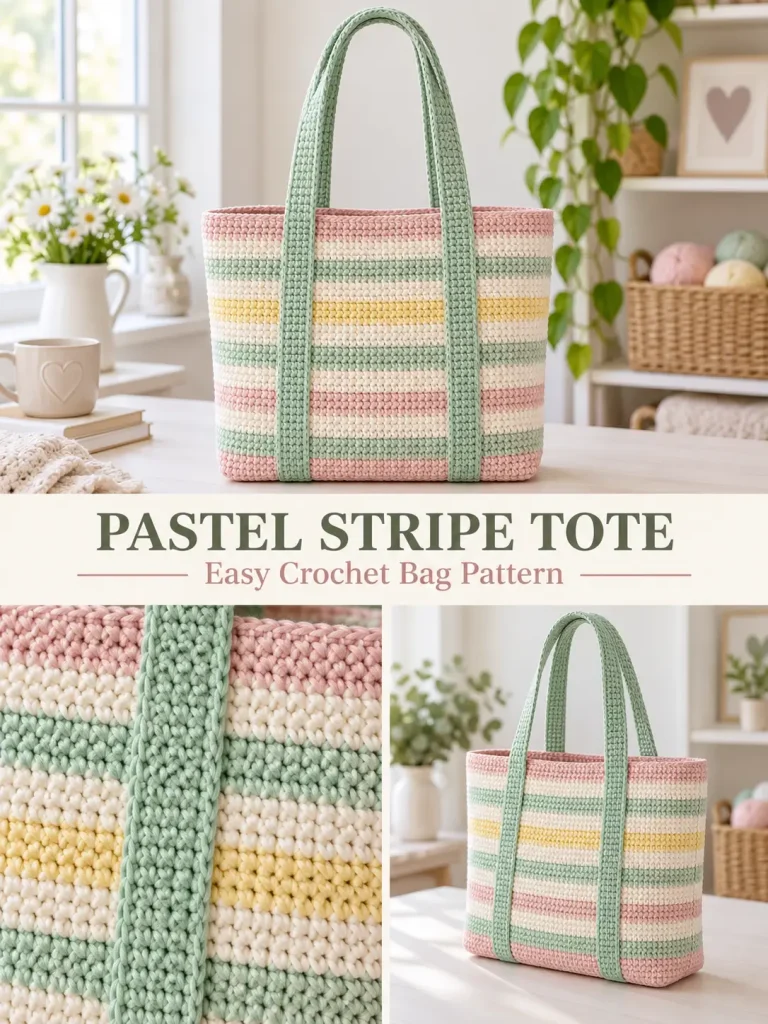 Easy Striped Crochet Tote Bag Pattern
