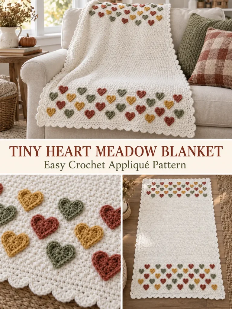 Tiny Heart Meadow Crochet Blanket