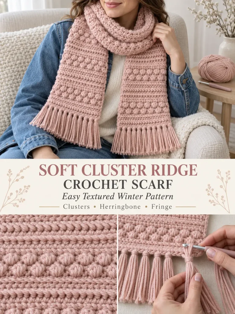 Soft Cluster Ridge Crochet Scarf Pattern