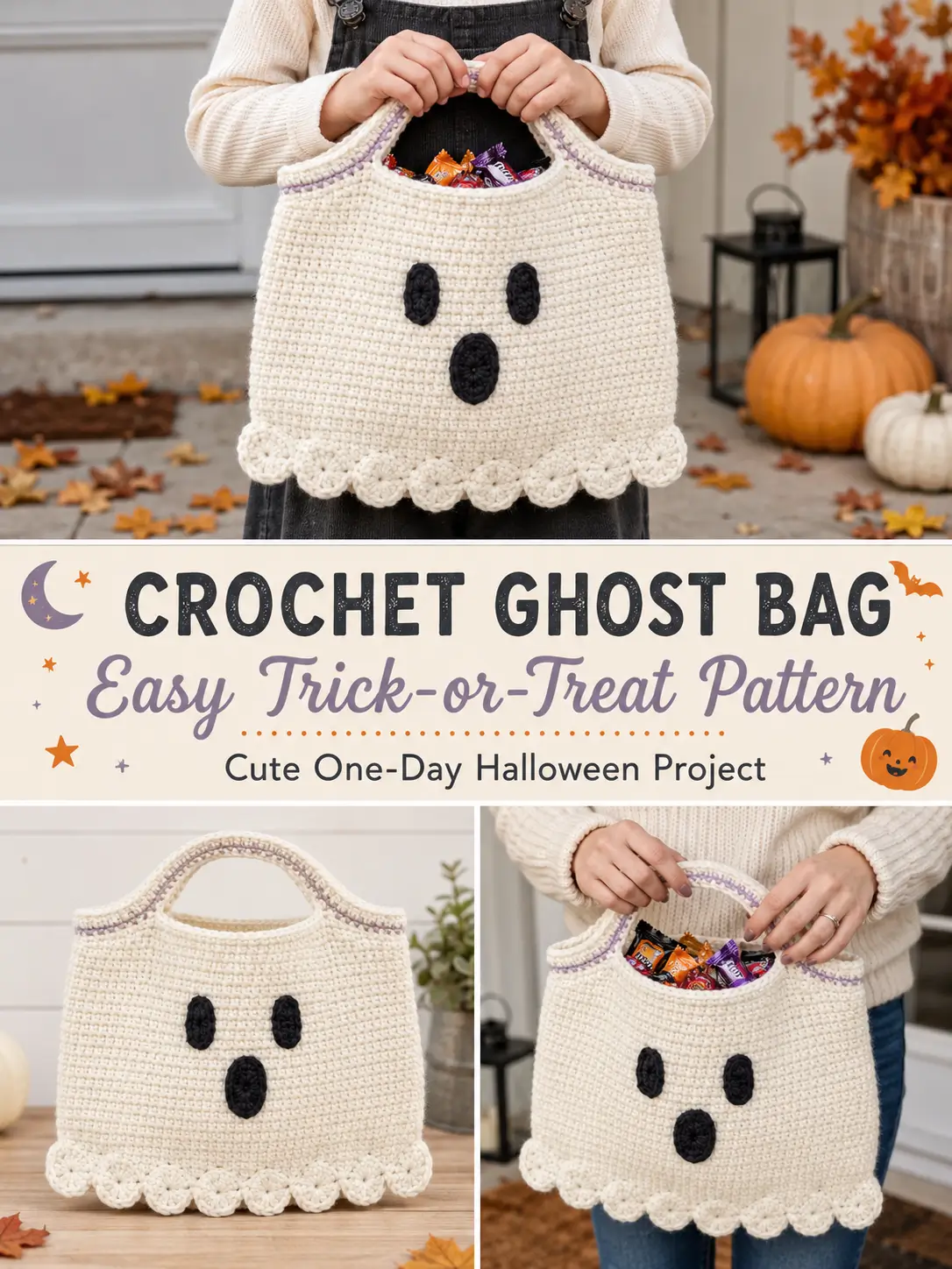 Crochet Ghost Trick-or-Treat Bag Pattern