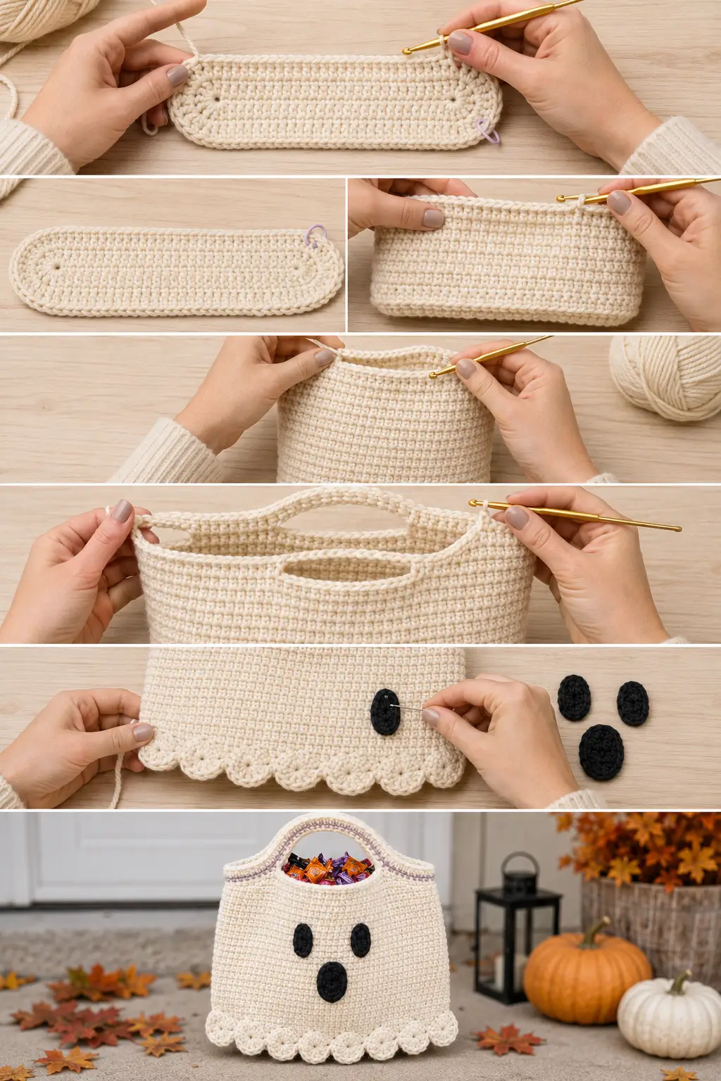 Crochet Ghost Trick-or-Treat Bag Pattern