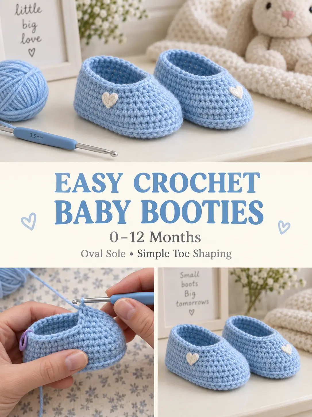 Easy Crochet Baby Booties Pattern