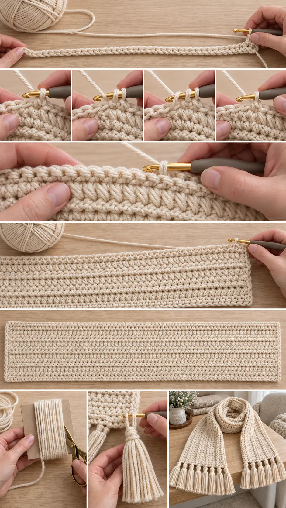 Textured Champagne Crochet Scarf Pattern