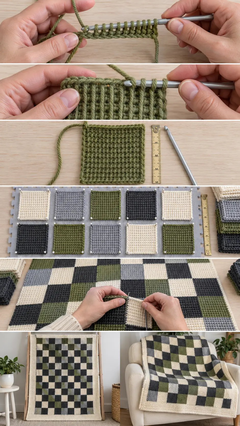 Tunisian Checkerboard Baby Blanket Pattern