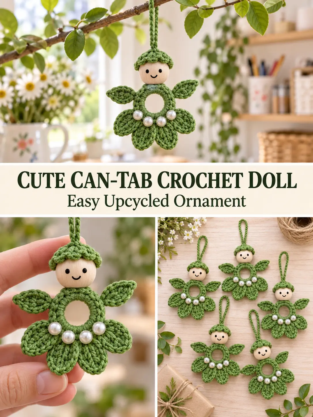 Upcycled Can-Tab Crochet Garden Doll Ornament