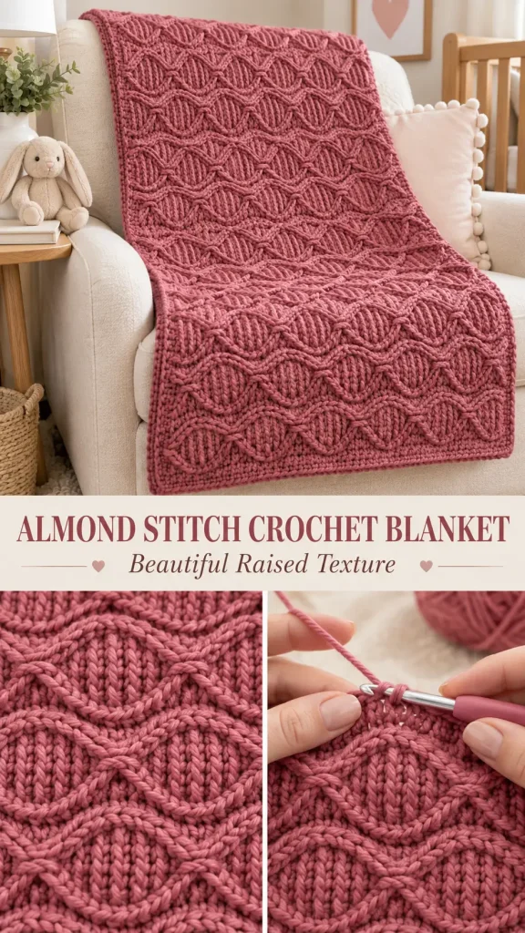 Almond Ridges Crochet Baby Blanket