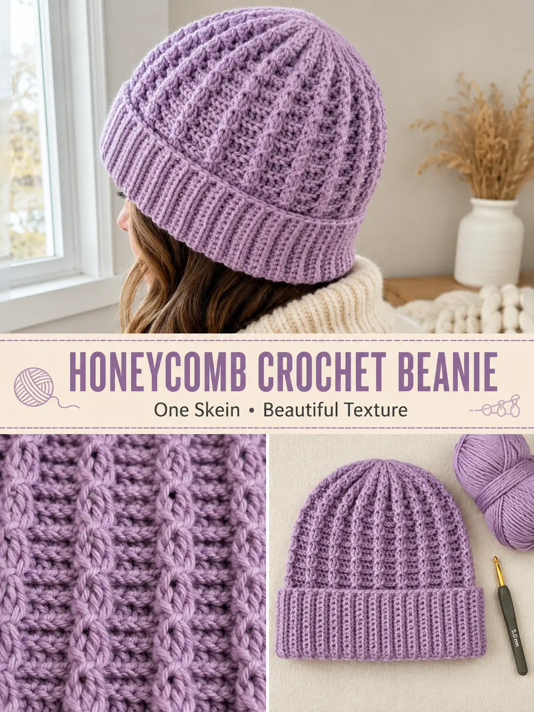 One-Skein Honeycomb Crochet Beanie Pattern