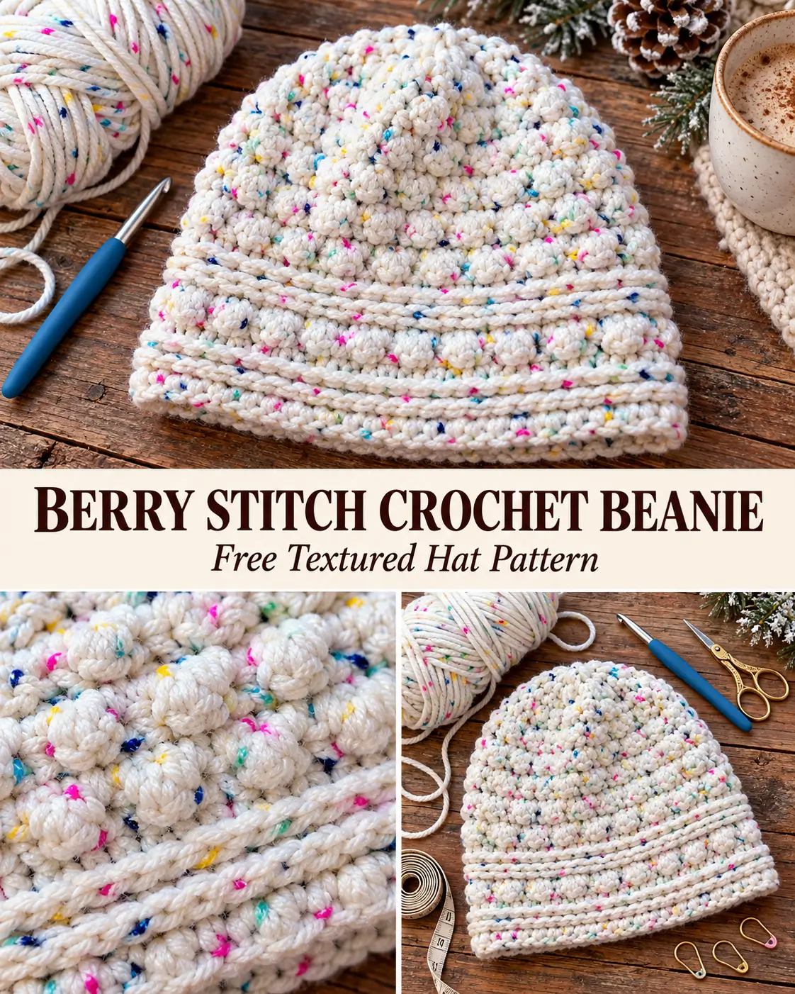 Cozy Berry Stitch Crochet Beanie Pattern