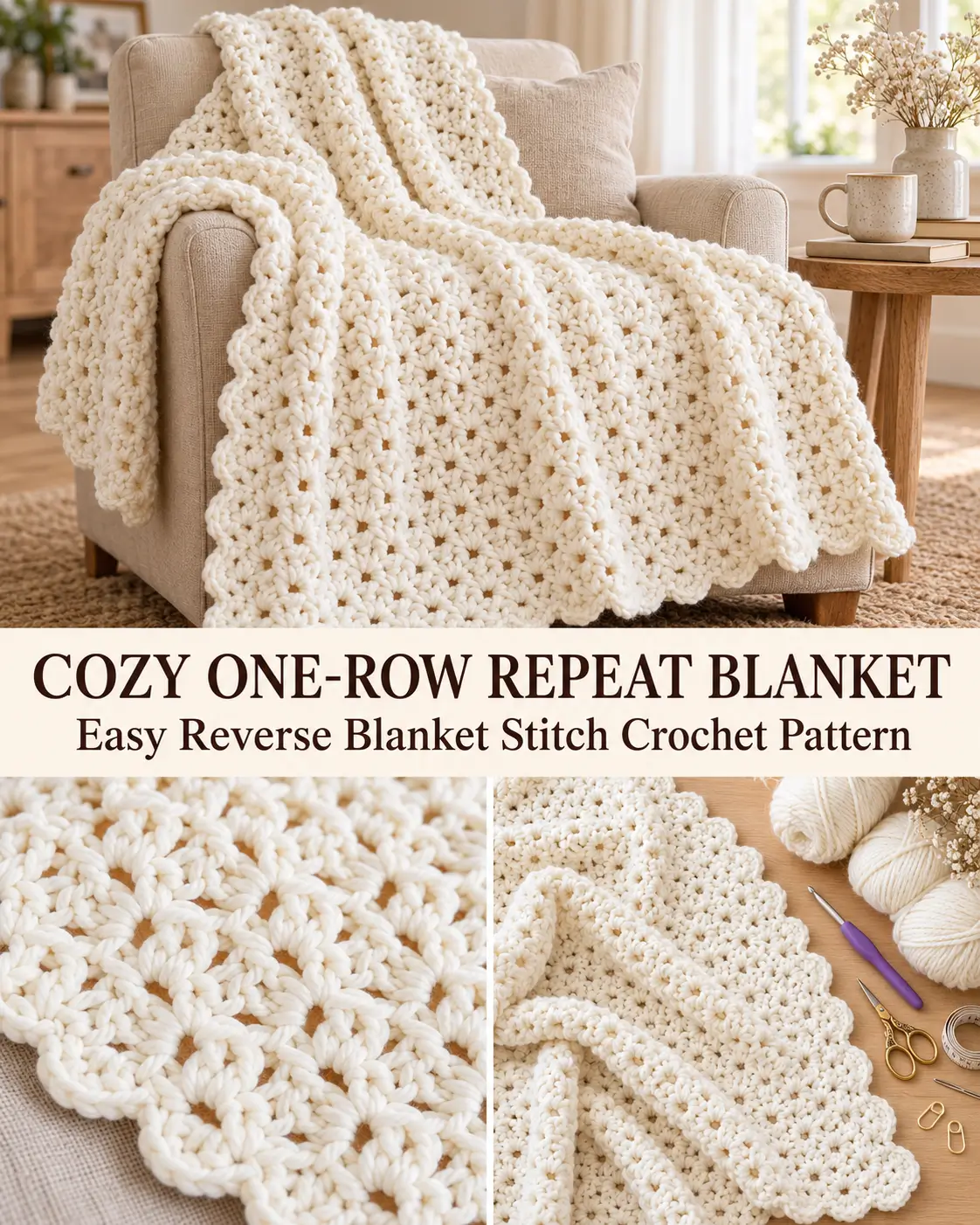 Cozy Reverse Blanket Stitch Crochet Blanket